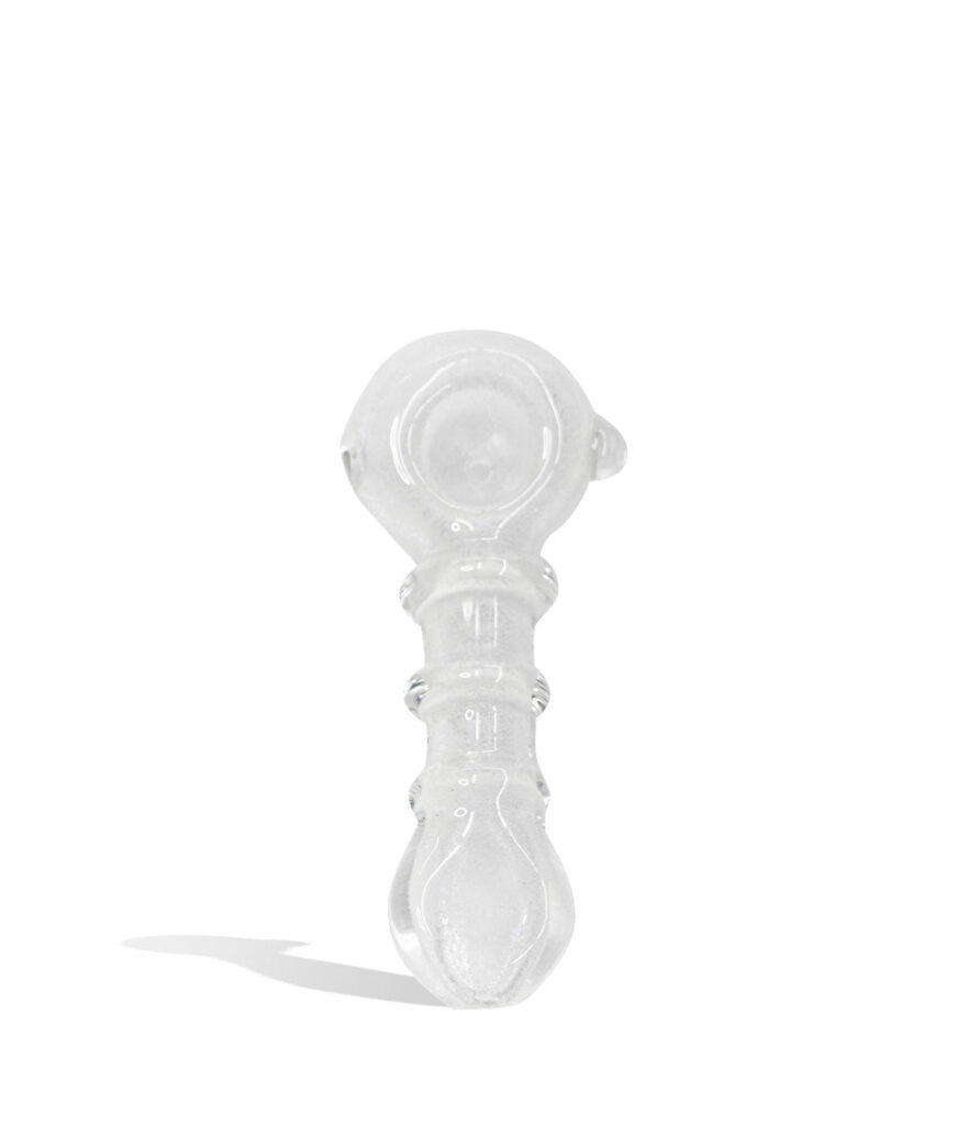 4 inch Maria Ring Glow in the Dark Hand Pipe glass hand pipe on white background
