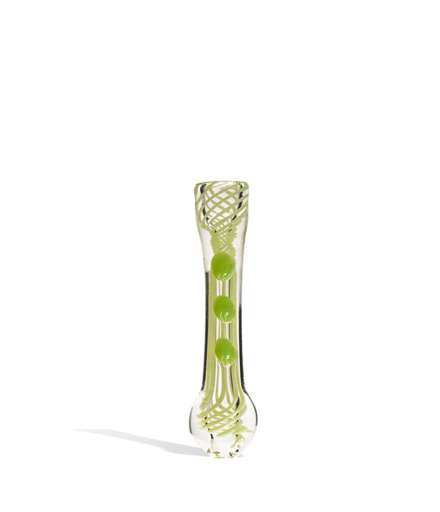 4 inch Slime Colored Chillum glass chillum one hitter on white background