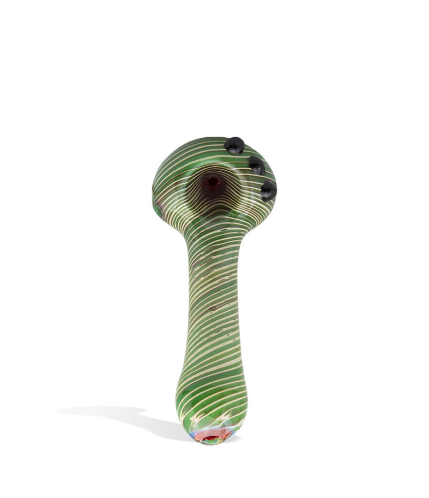4 inch Thick Hand Pipe with Mixed Color glass hand pipe on white background