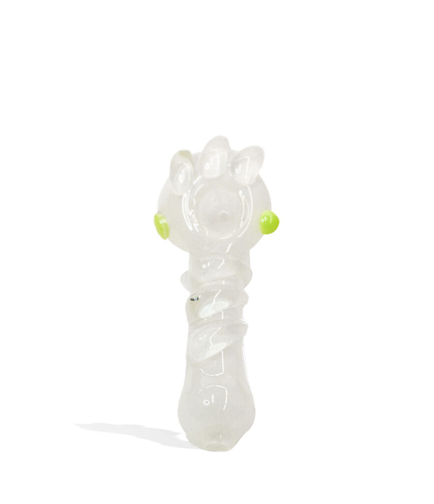 5 inch Heavy Glow in the Dark Hand Pipe glass hand pipe on white background