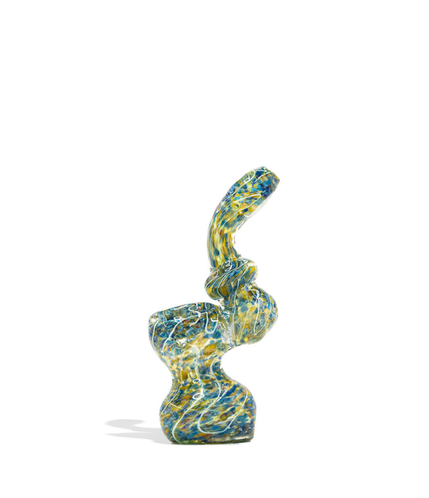 5 inch Mini Multi Colored Bubbler glass bubbler pipe on white background