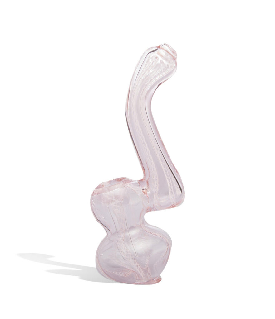 5 inch Pink Tube Mini Bubbler glass bubbler pipe on white background