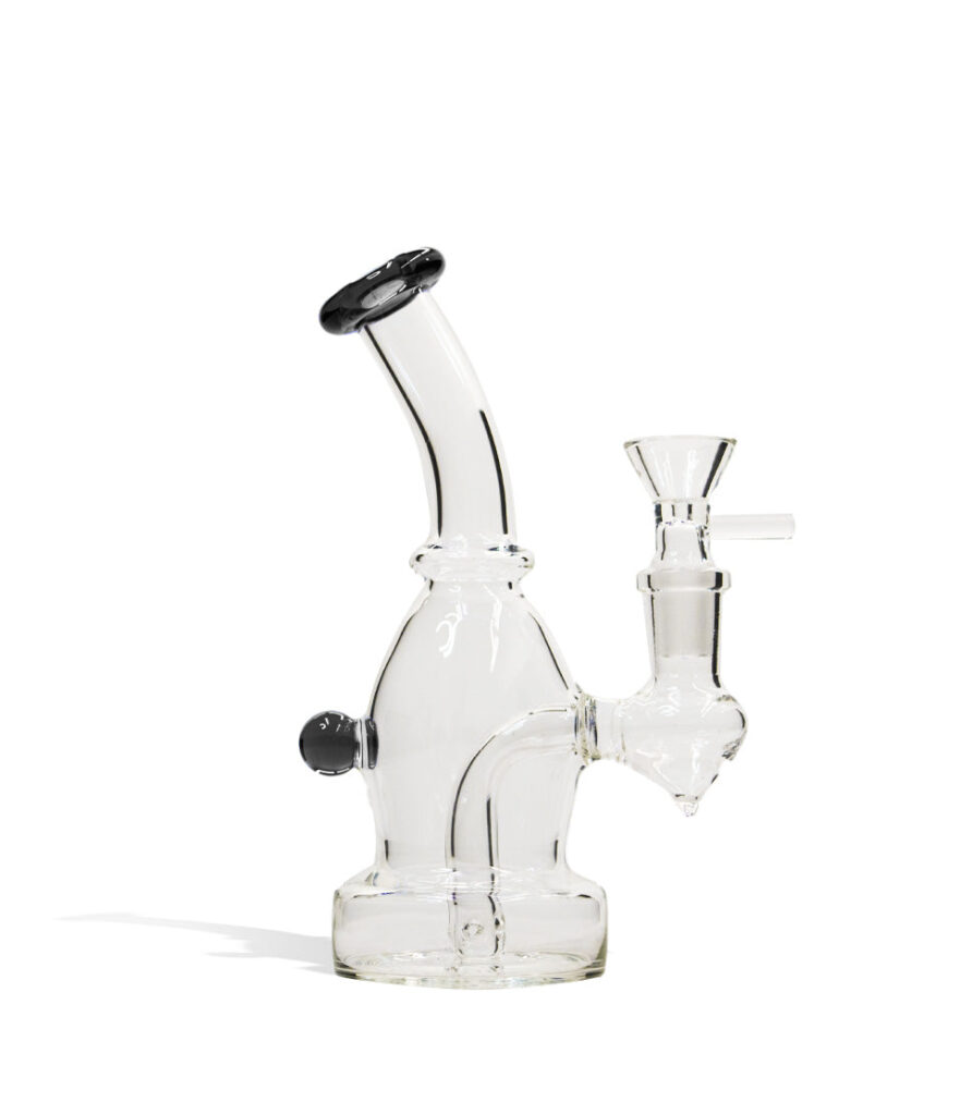 6 Inch Glass Water Pipe with Colored Lip glass water pipe bong on white background