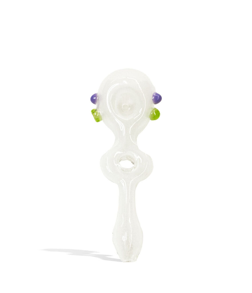 6 inch Glow in the Dark Hand Pipe with Donut Body glass hand pipe on white background