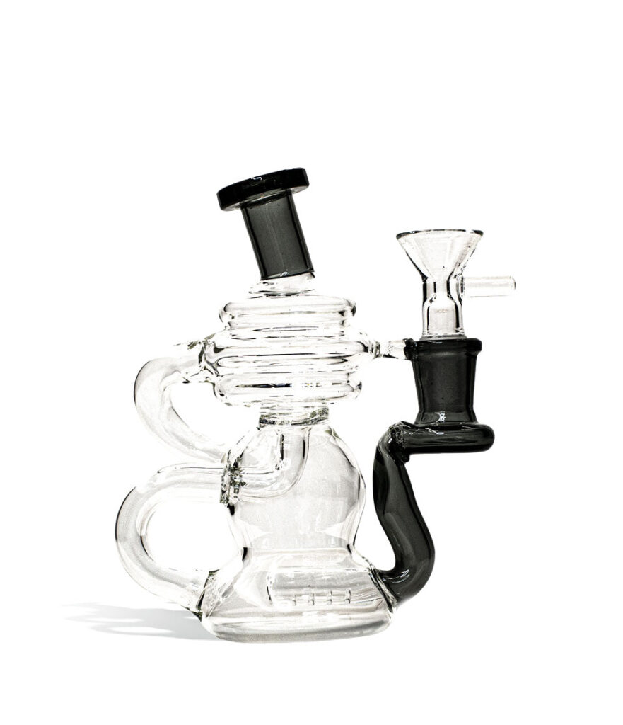 6 Inch Recycler Water pipe with Colored Mouthpiece glass water pipe bong on white background