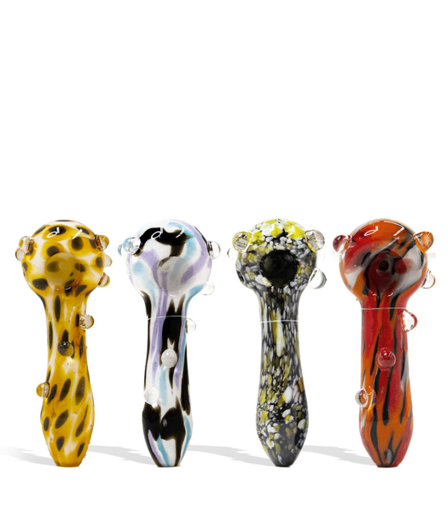 Empire Glassworks Assorted Psychedelic Spoon Hand Pipe 4pk glass hand pipe on white background