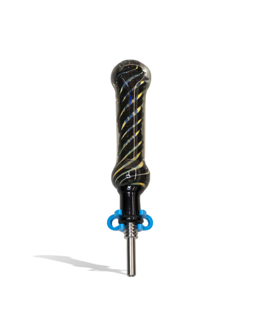 Black Top and Full Body Dicro Nectar Collector with 10mm Stainless Steel Tip nectar collector concentrate on white background