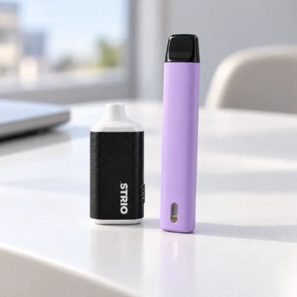 Strio Cartbox Pro next to a disposable vape pen