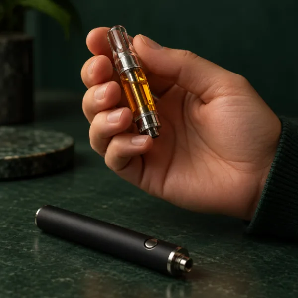 Warming a 510 cartridge in hand to loosen thick oil