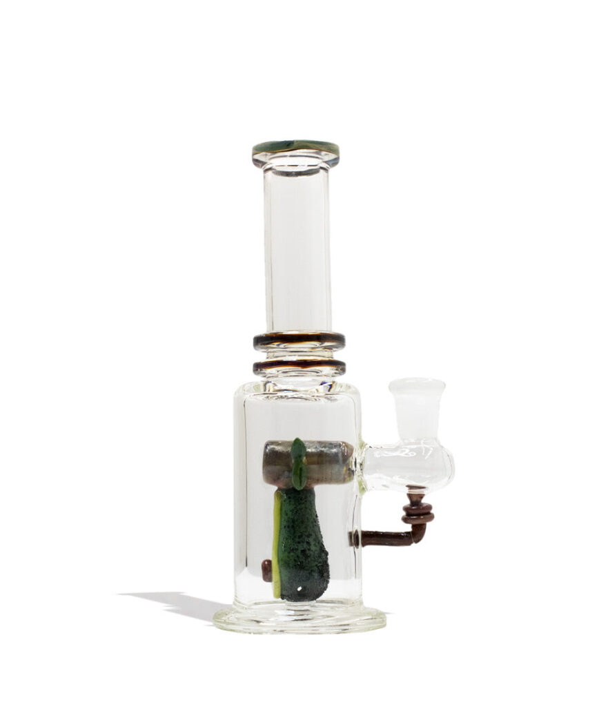 Empire Glassworks Avocado Mini Tube glass water pipe bong on white background