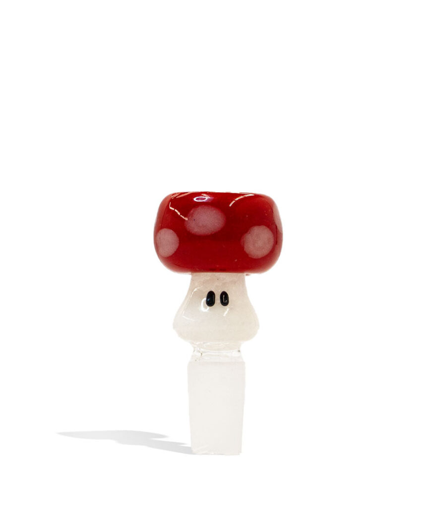 Empire Glassworks UV Red Mushroom 14mm Bowl glass bowl piece bong on white background