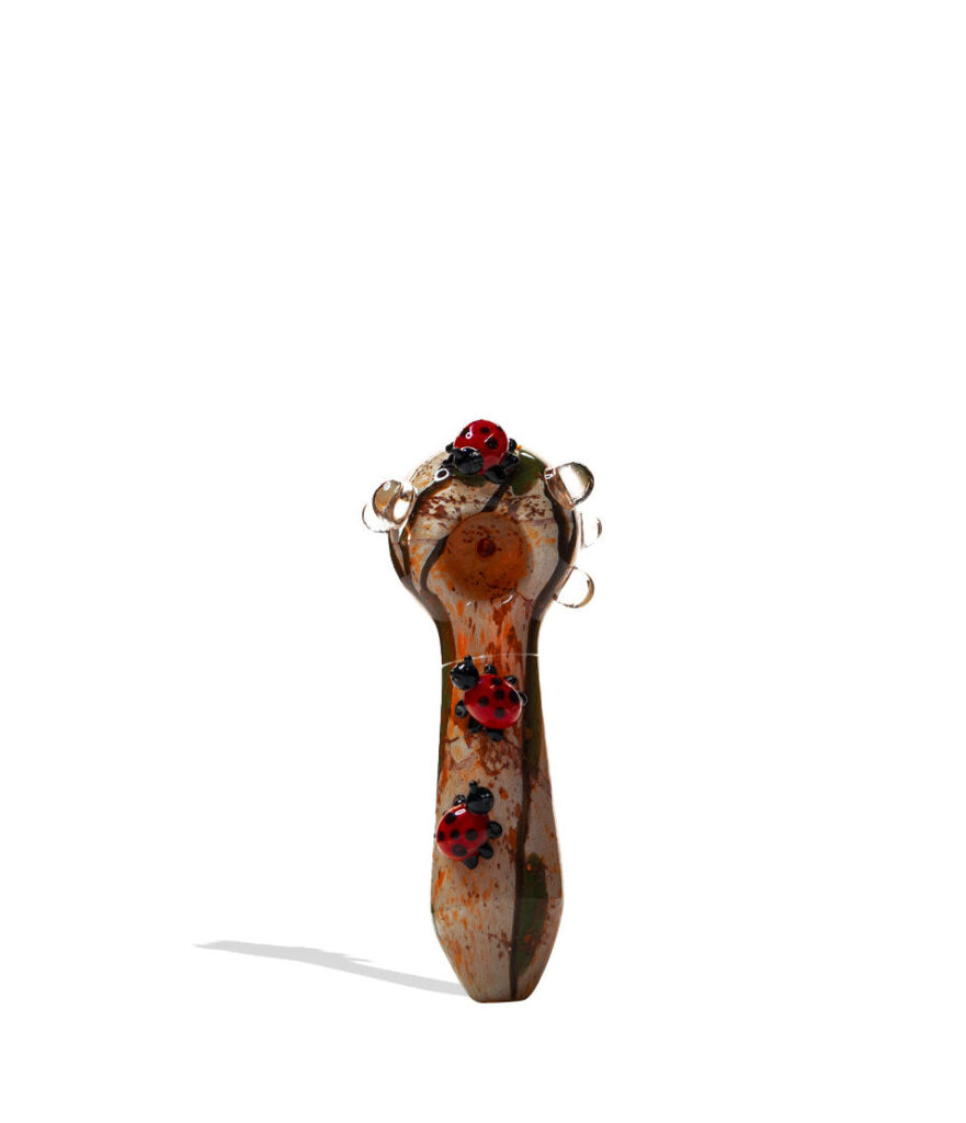 Empire Glassworks Lady Bugs Spoon Hand Pipe glass hand pipe on white background
