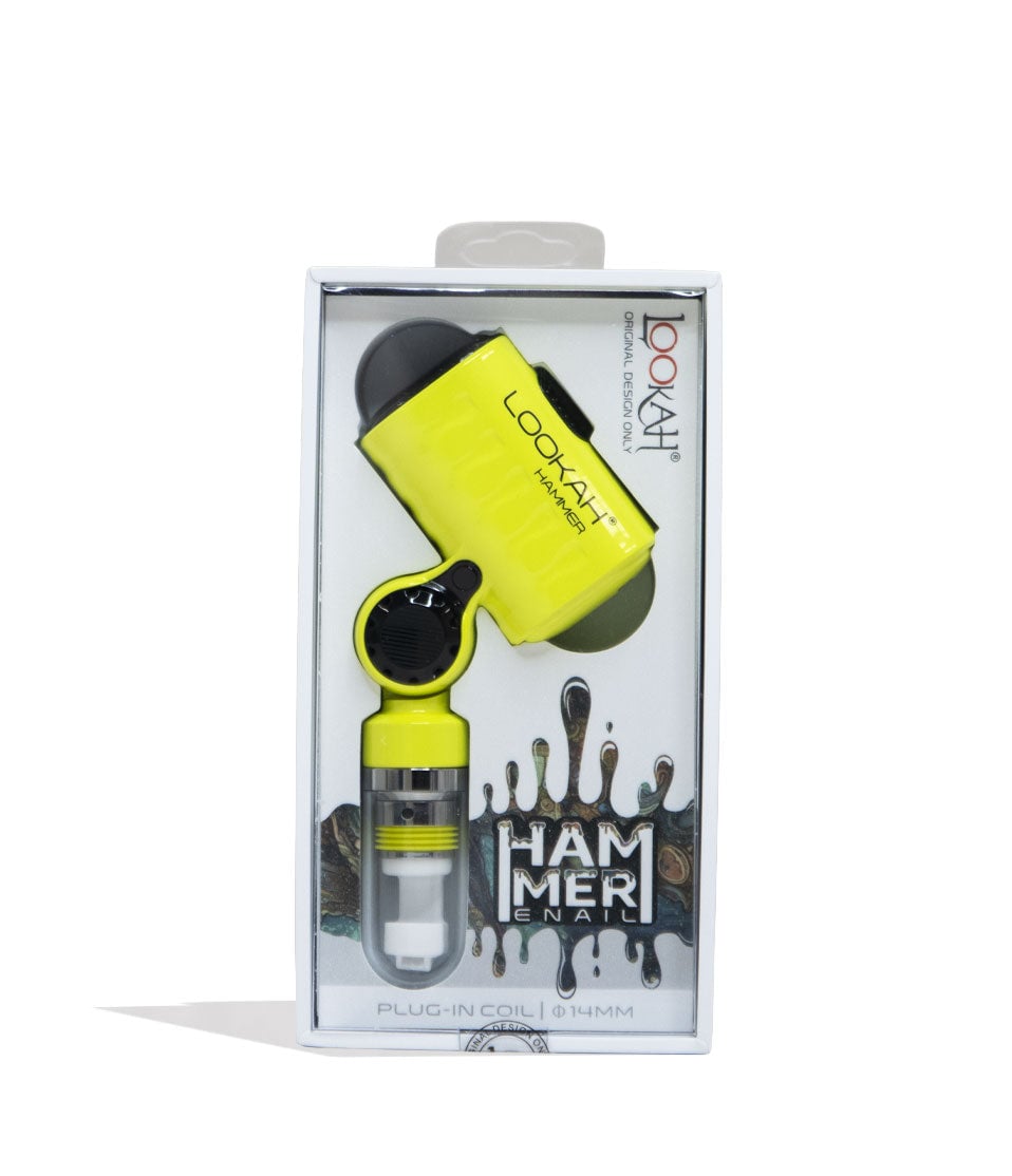 Neon Green Lookah Hammer Portable Enail Banger Packaging Front View on White Background