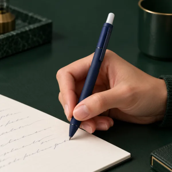 Writing with the Penjamin Cart Pen, which works as a real pen