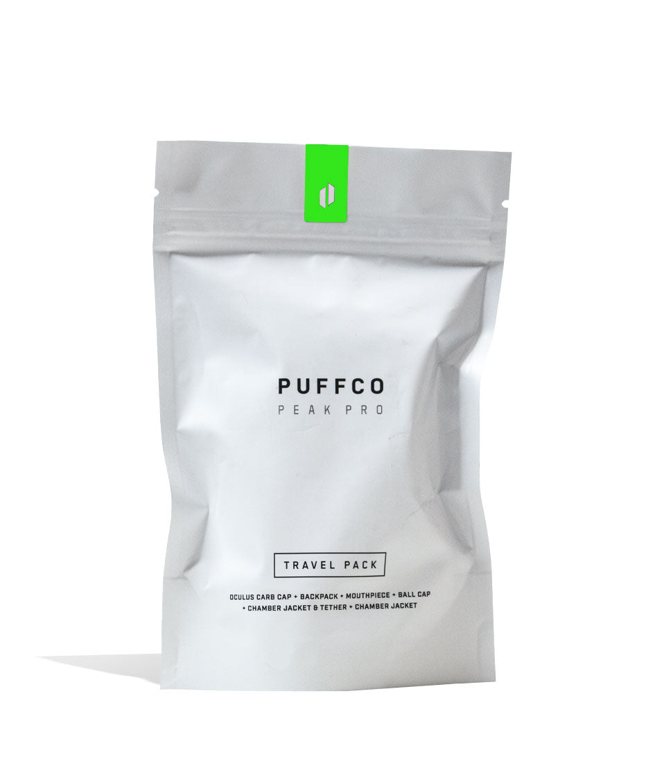 Green Puffco Peak Pro Travel Pack V2 Packaging Front View on White Background