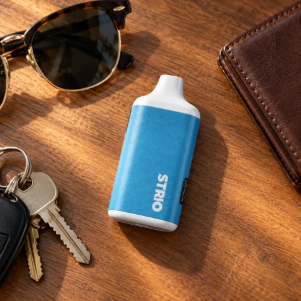 Blue Strio Cartbox Pro with keys, sunglasses and a wallet