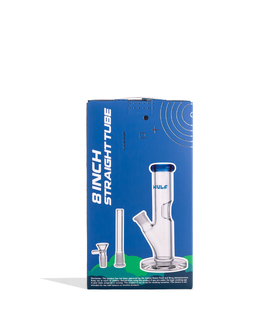 Blue Wulf Mods 5mm 8inch Straight Water Pipe Packaging Back View on White Background