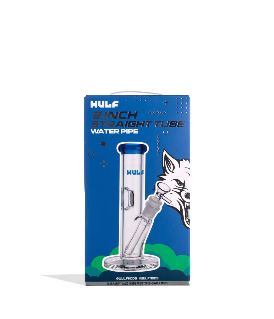 Blue Wulf Mods 5mm 8inch Straight Water Pipe Packaging Front View on White Background