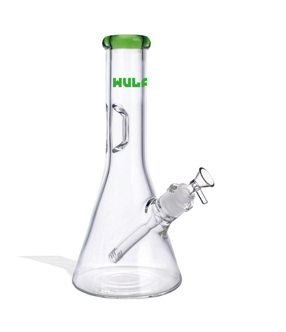 Green Wulf Mods 7mm 12inch Beaker Water Pipe Front View on White Background
