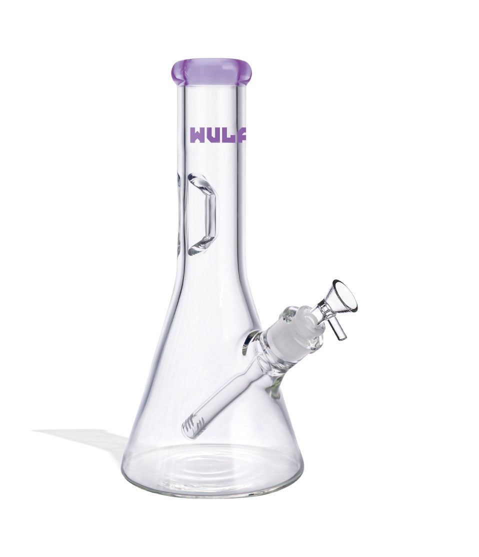 Purple Wulf Mods 7mm 12inch Beaker Water Pipe Front View on White Background