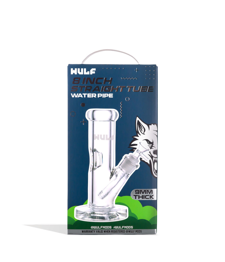 Wulf Mods 9mm 8inch Straight Water Pipe Packaging Front View on White Background