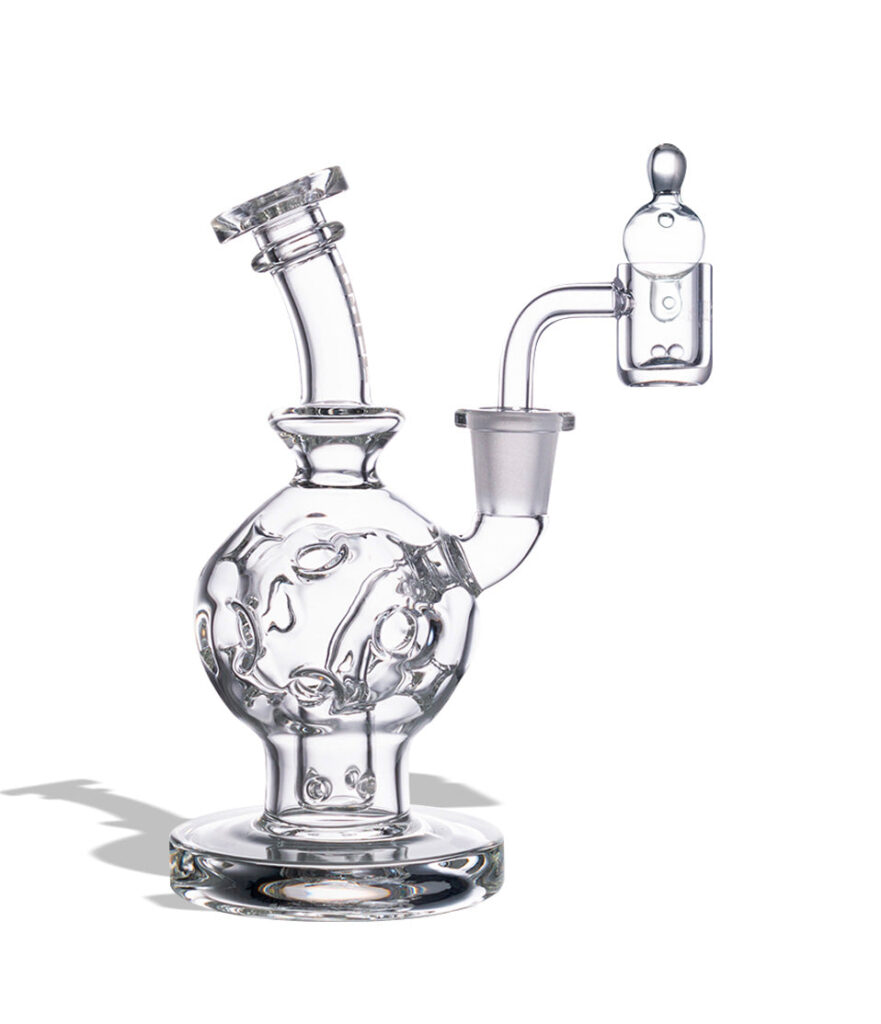 Wulf Mods Atom 14mm Dab Rig with Quartz Banger glass dab rig concentrate pipe on white background
