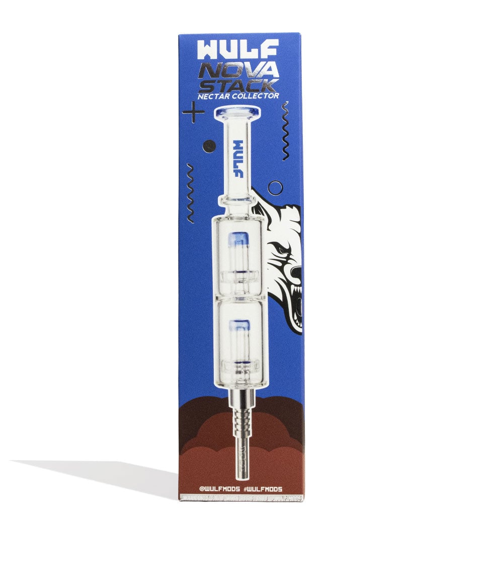 Blue Wulf Mods Nova Stack Water Filtered Nectar Collector Packaging Front View on White Background