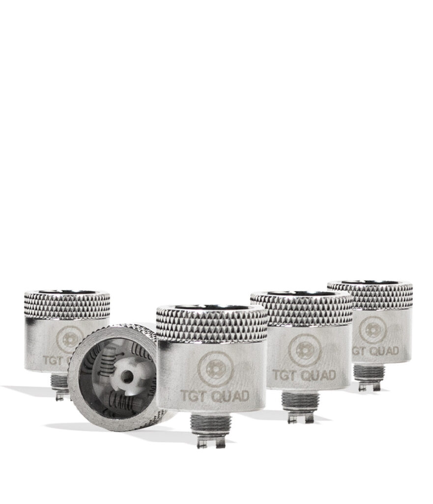 Wulf Mods Pillar TGT Quad Coils 5pk replacement coil for Wulf Mods vape on white background
