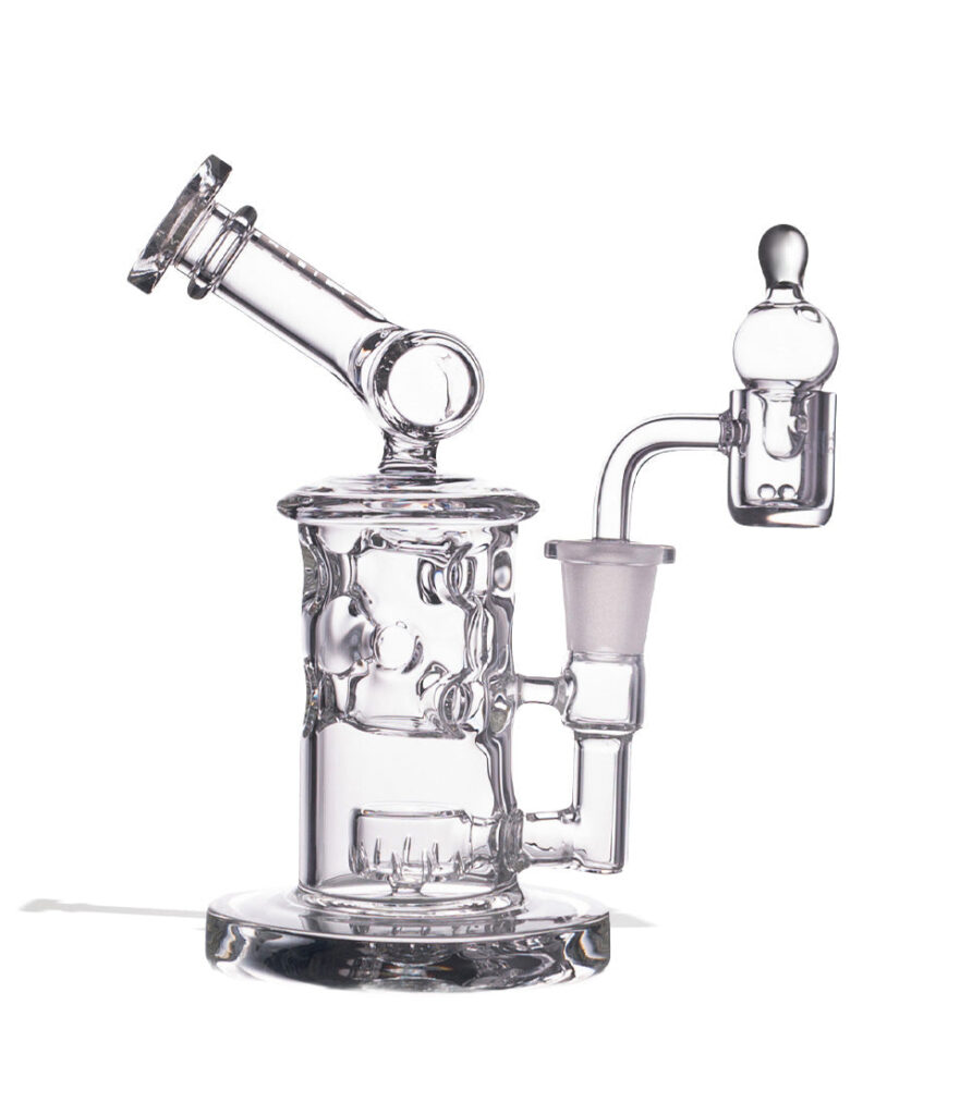 Wulf Mods Tyde 14mm Dab Rig with Quartz Banger glass dab rig concentrate pipe on white background