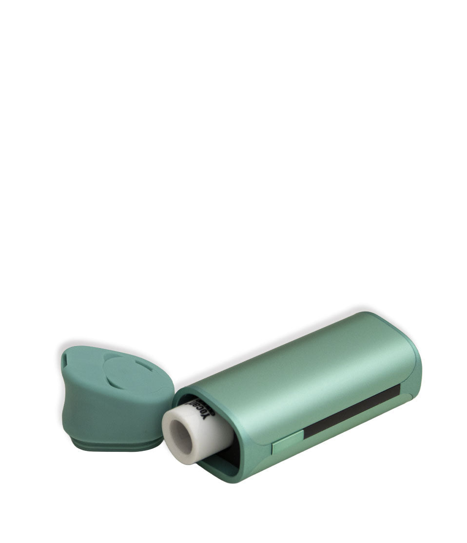 Green Yocan Black Pocket Concentrate Vaporizer Down View on White Background